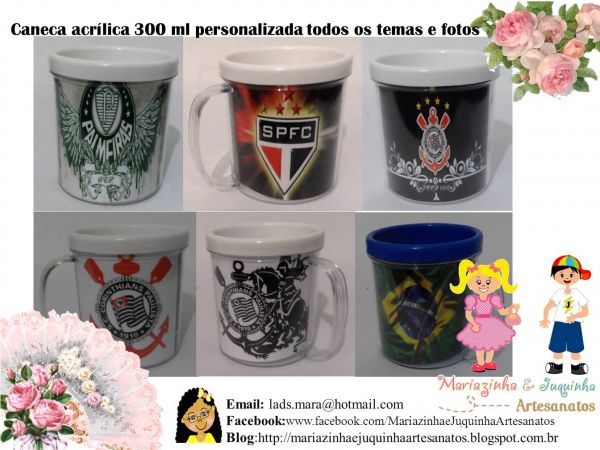 Canecas Acrílicas 300Ml Personalizada de times